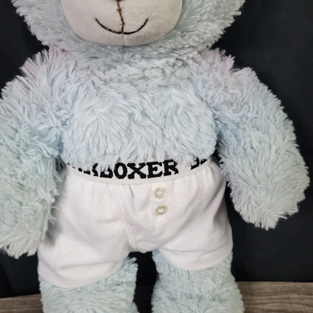 2013 Build-A-Bear Blue Teddy Bear Heart Accents BearBoxer 16.5
